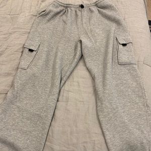 Heather Gray loose fit cargo sweatpants